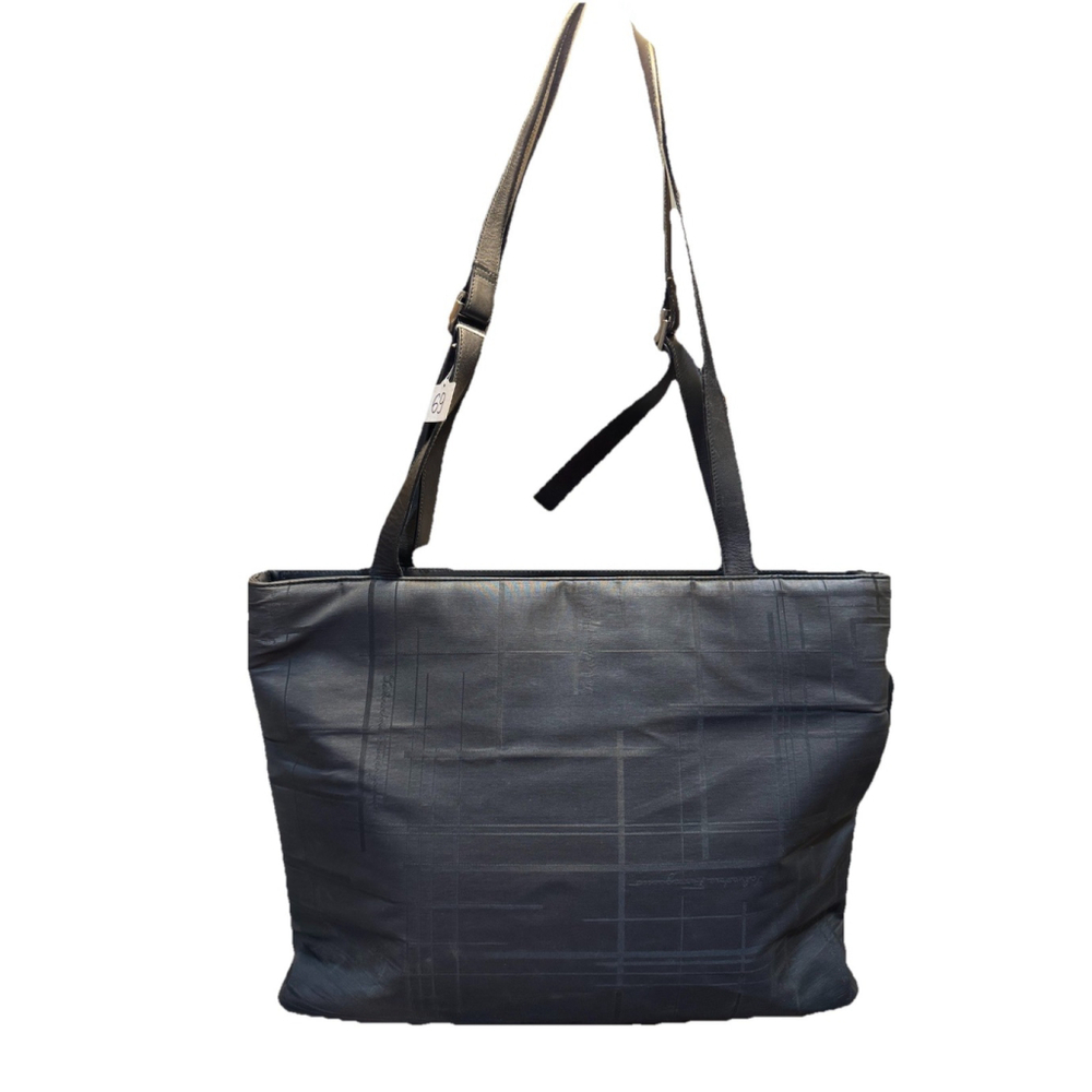 Salvatore Ferragamo Canvas Leather Trim Tote-Made In Italy